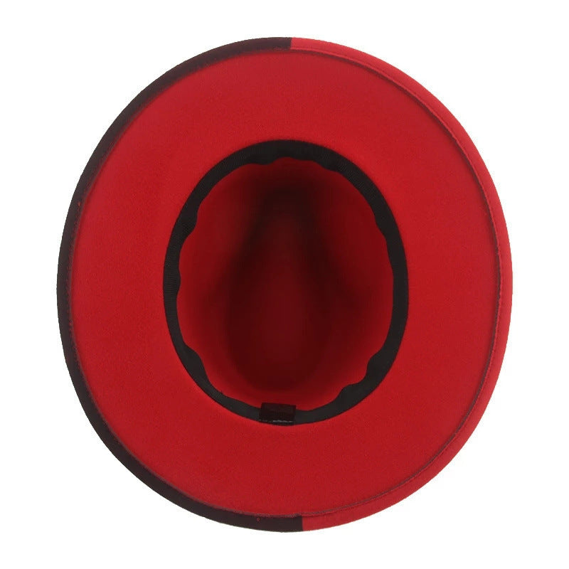 Colorblock Wool Felt Ribbed Gradient Jazz Hat