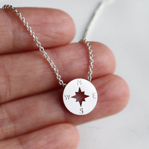 Round Disc Necklaces Pendant Women Compass Necklace