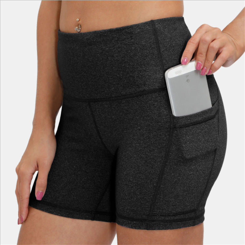 Contrast Biker Shorts With Phone Pocket - 4KsApparels