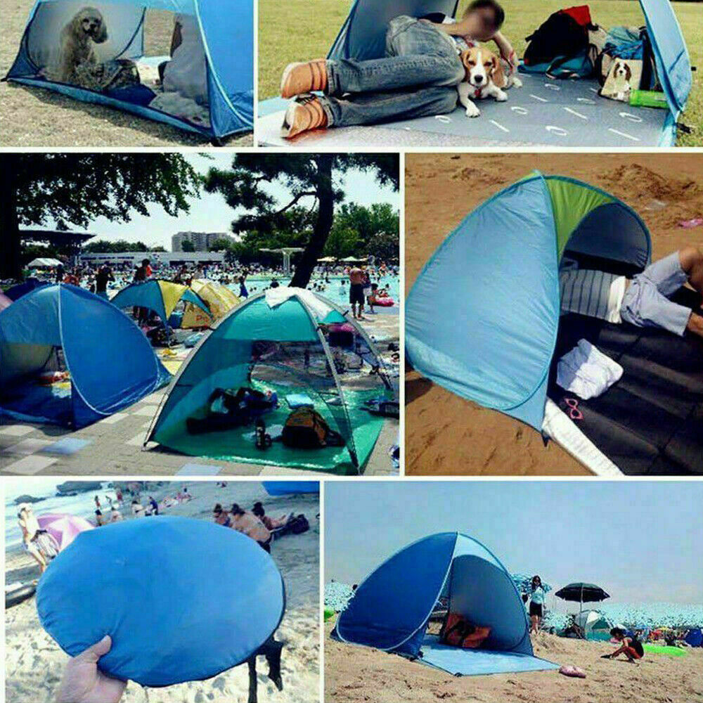 Pop Up Beach Tent For 1-3 Person Rated UPF For UV Sun Protection Waterproof