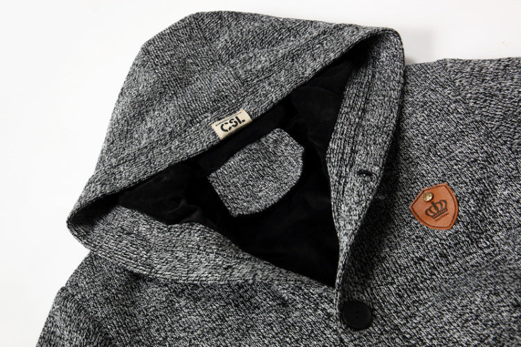 New Men's Hooded And Velvet Warm Knitted Cardigan