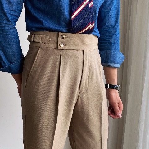 Men's High-waist Straight-leg Casual Trousers