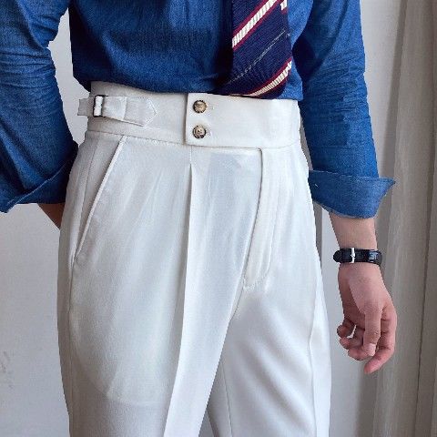 Men's High-waist Straight-leg Casual Trousers