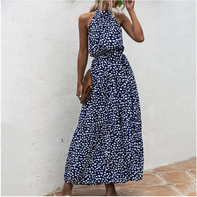 Printed maxi lace dress