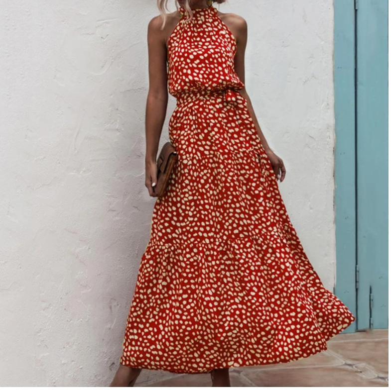 Printed maxi lace dress