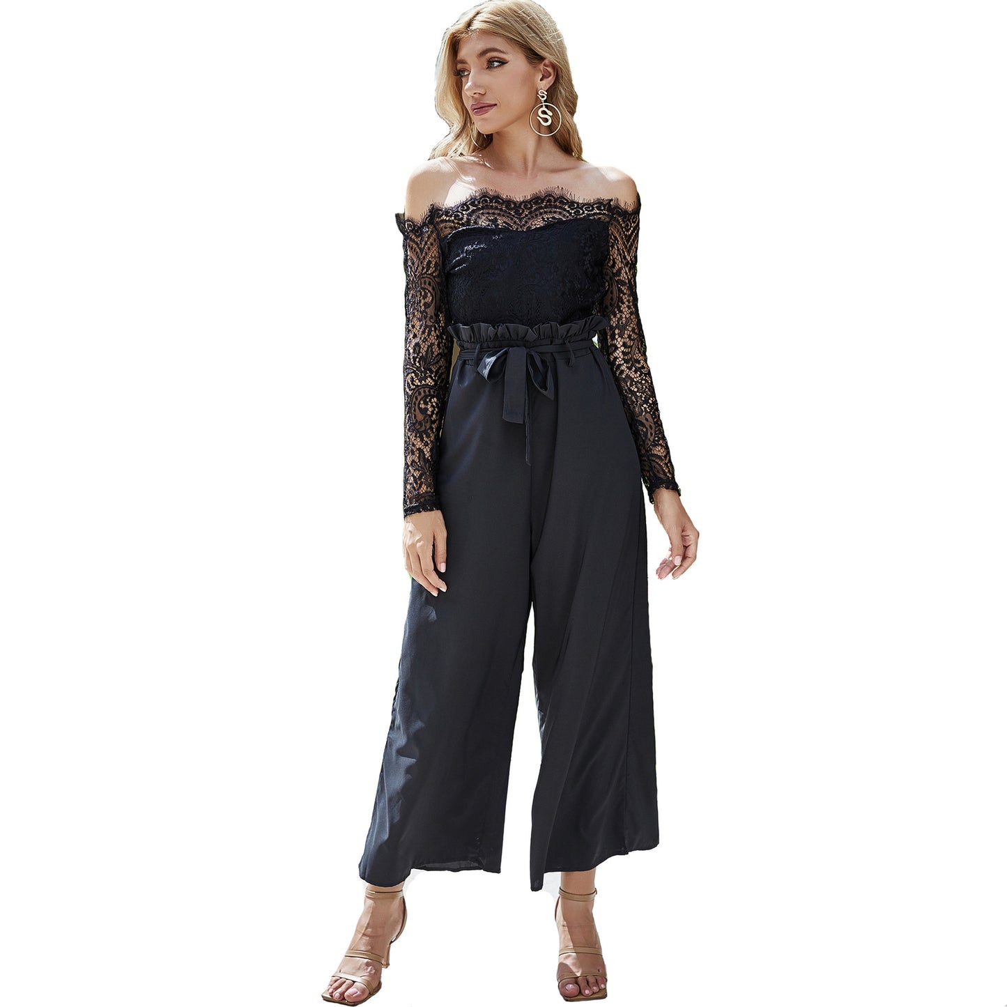 Women's Off-neck Wide-leg Jumpsuit