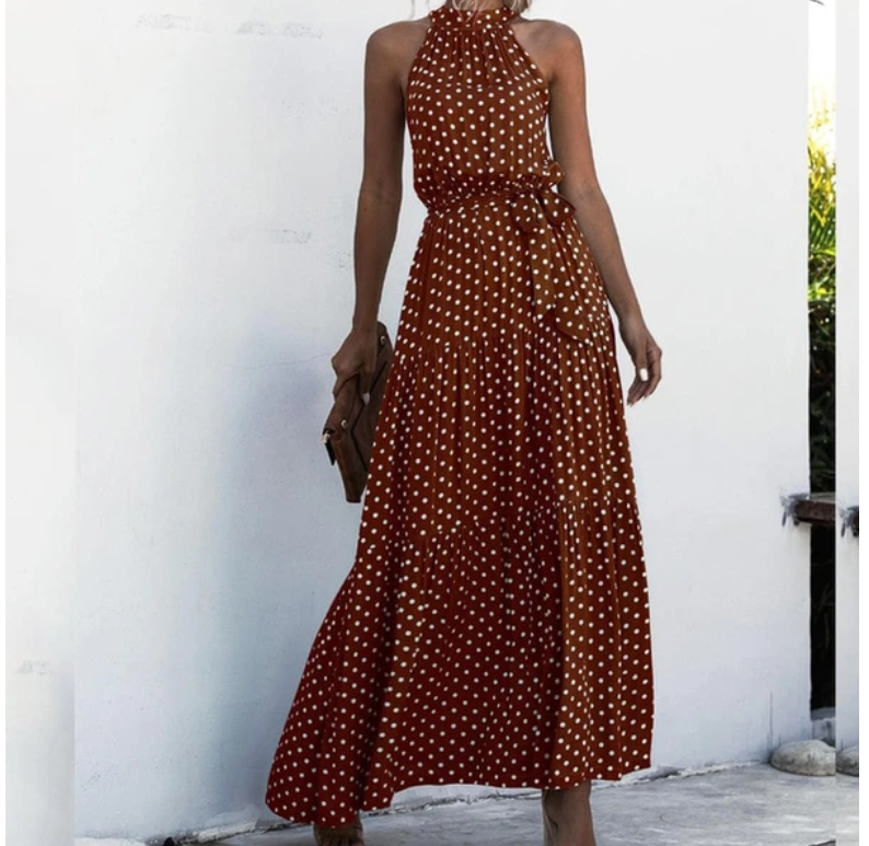 Printed maxi lace dress