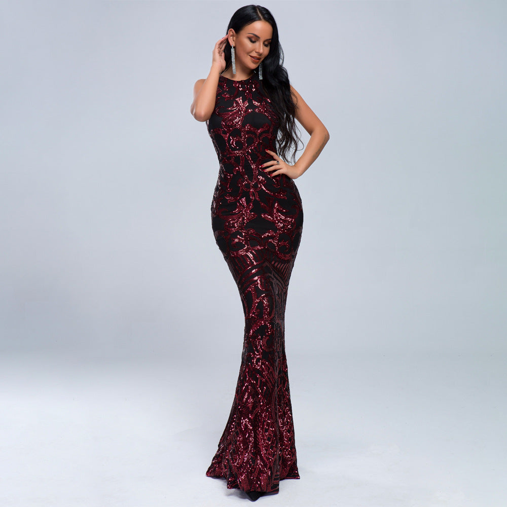 Retro sequin party evening dress