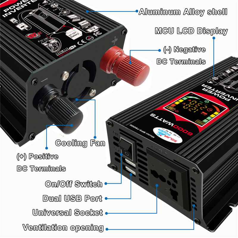 Dual USB Car Inverter With Smart Display