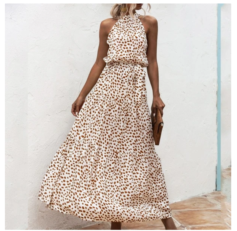 Printed maxi lace dress