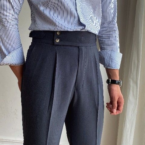 Men's High-waist Straight-leg Casual Trousers