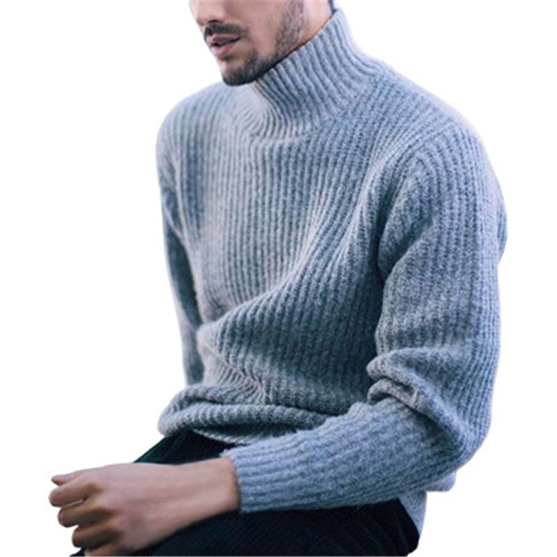 Top Pullover High Neck Long Sleeve Knitted Sweater