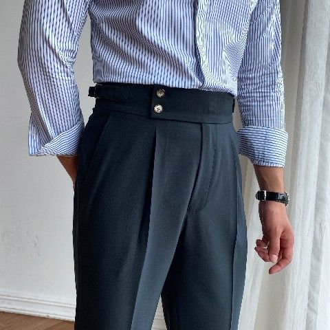 Men's High-waist Straight-leg Casual Trousers