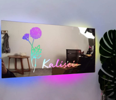 Personalized Name Mirror Light For Bedroom LED Light Up Mirror For Wall Custom Photo Christmas Valentine's Day Wedding Gifts