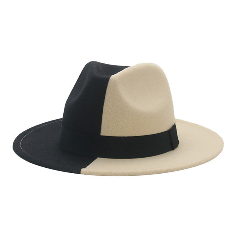 Colorblock Wool Felt Ribbed Gradient Jazz Hat