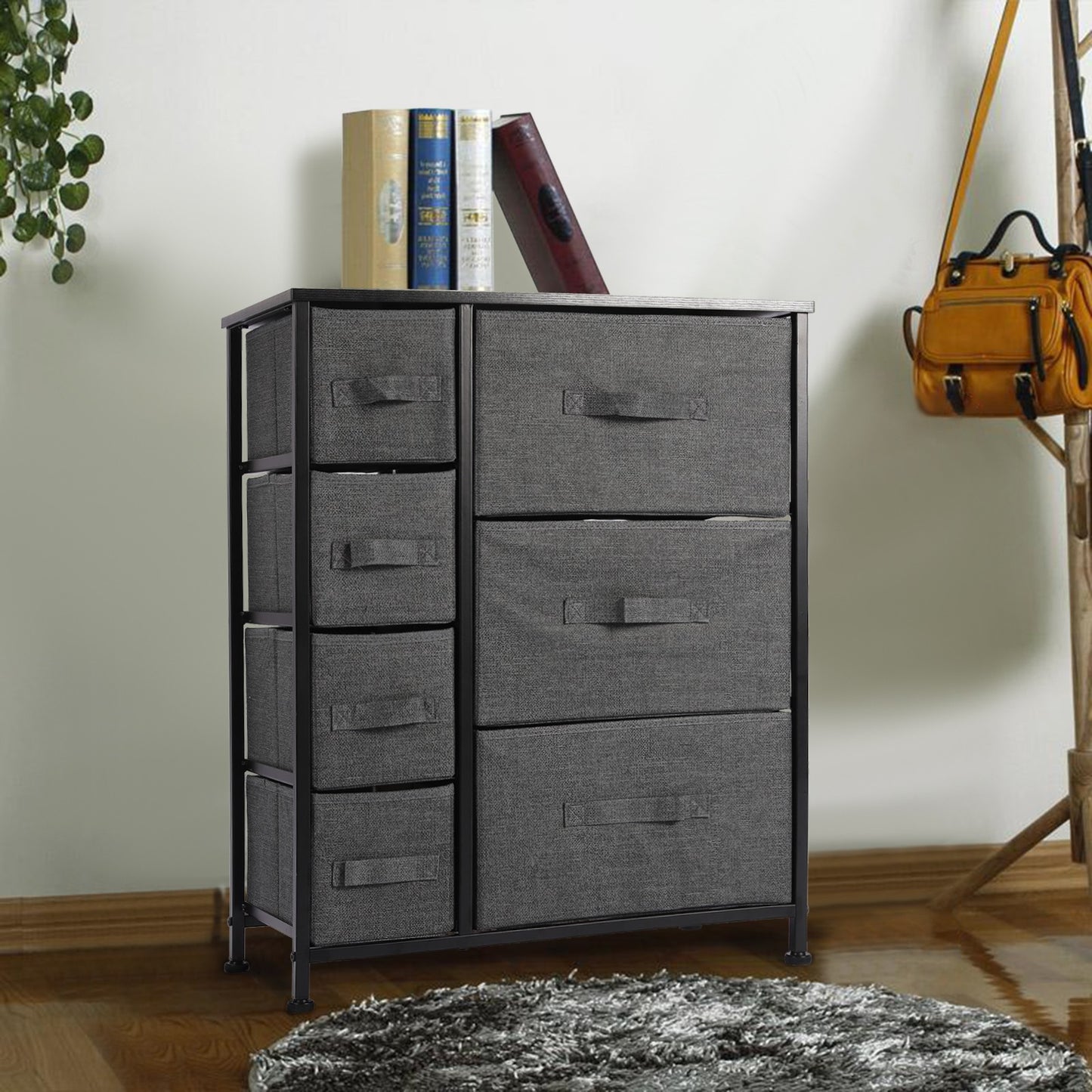 High Storage Tower With 7 Drawers - Fabric Dresser, Organizer Unit For Bedroom