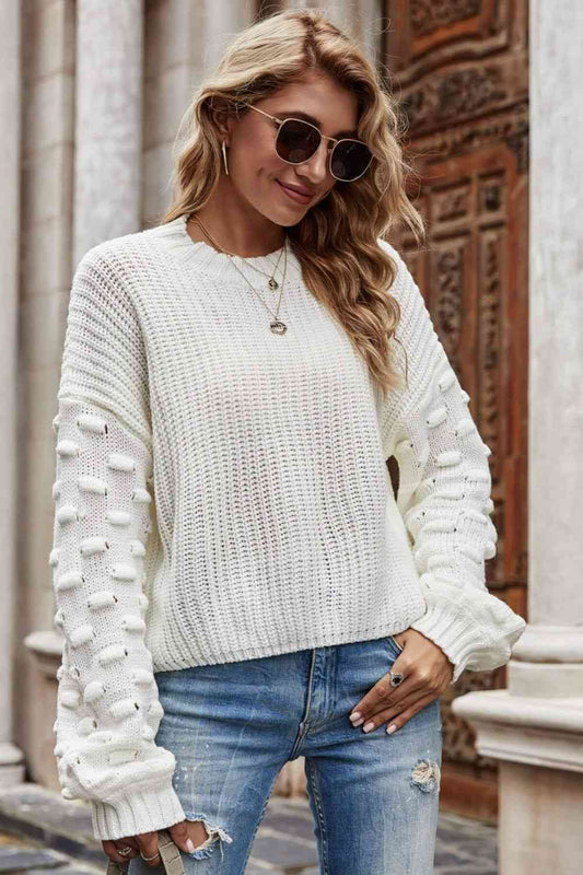 Weekend Style Rib-Knit Dropped Shoulder Sweater