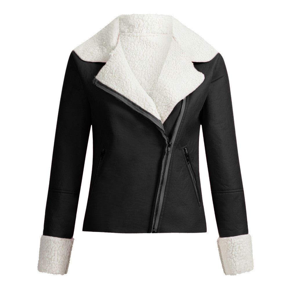 Lapel fur biker jacket - 4KsApparels