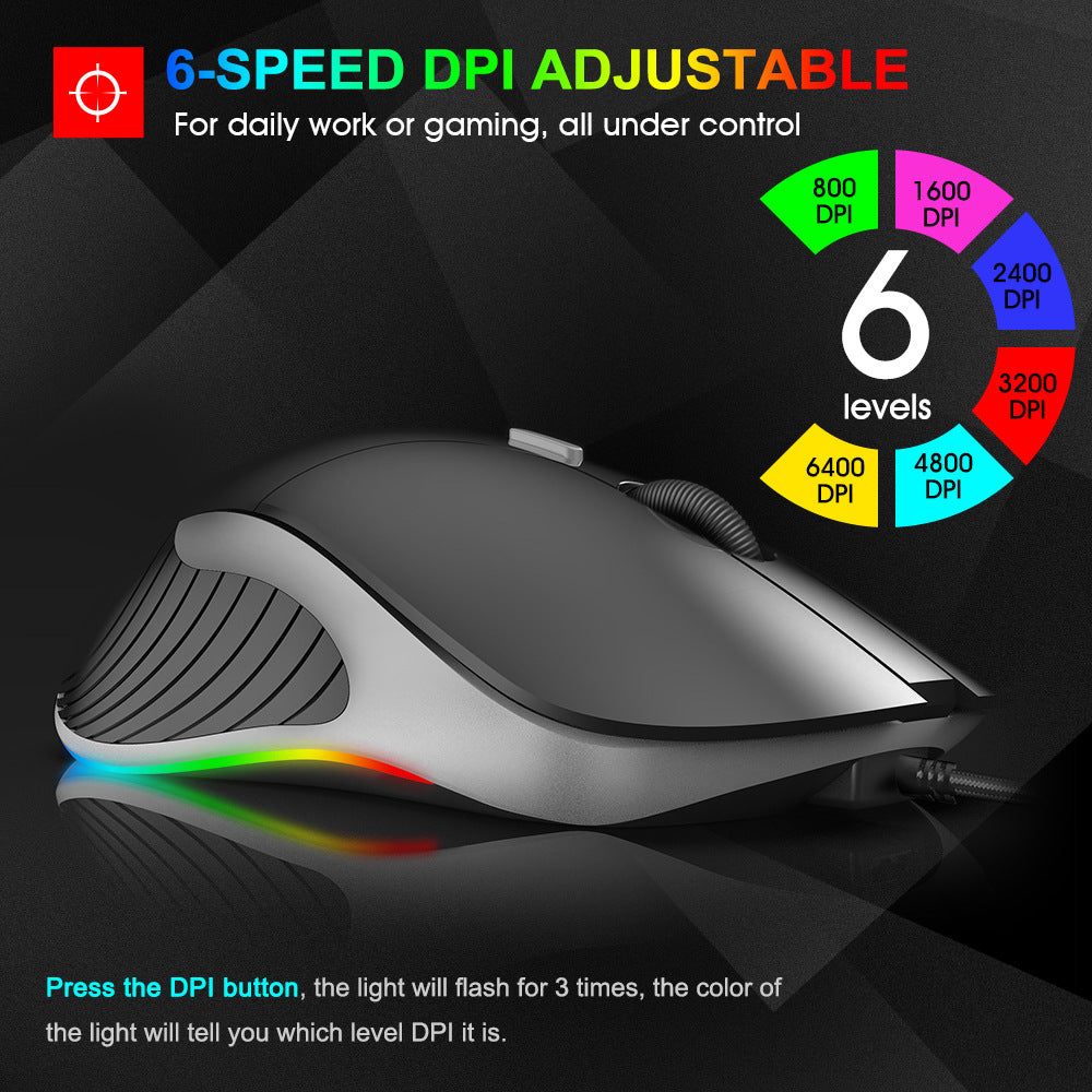 LED Gaming Mouse 6400 DPI USB Ergonomic Mause