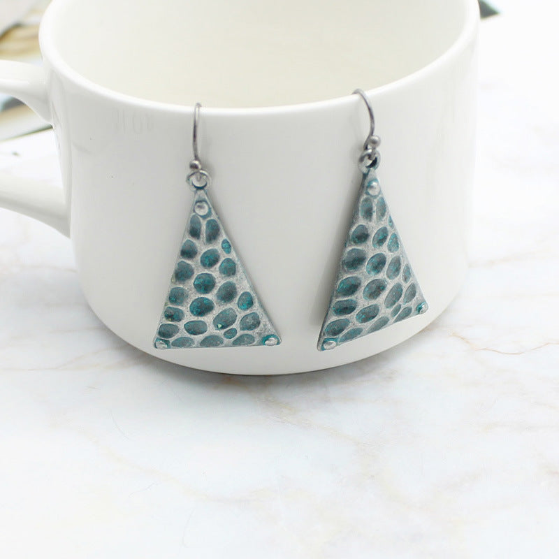 Triangle honeycomb pendant earrings