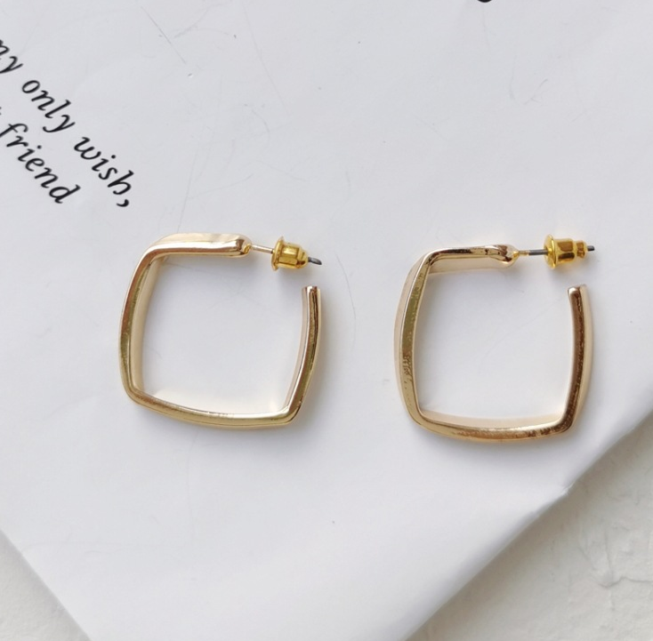 Geometric square stud earrings