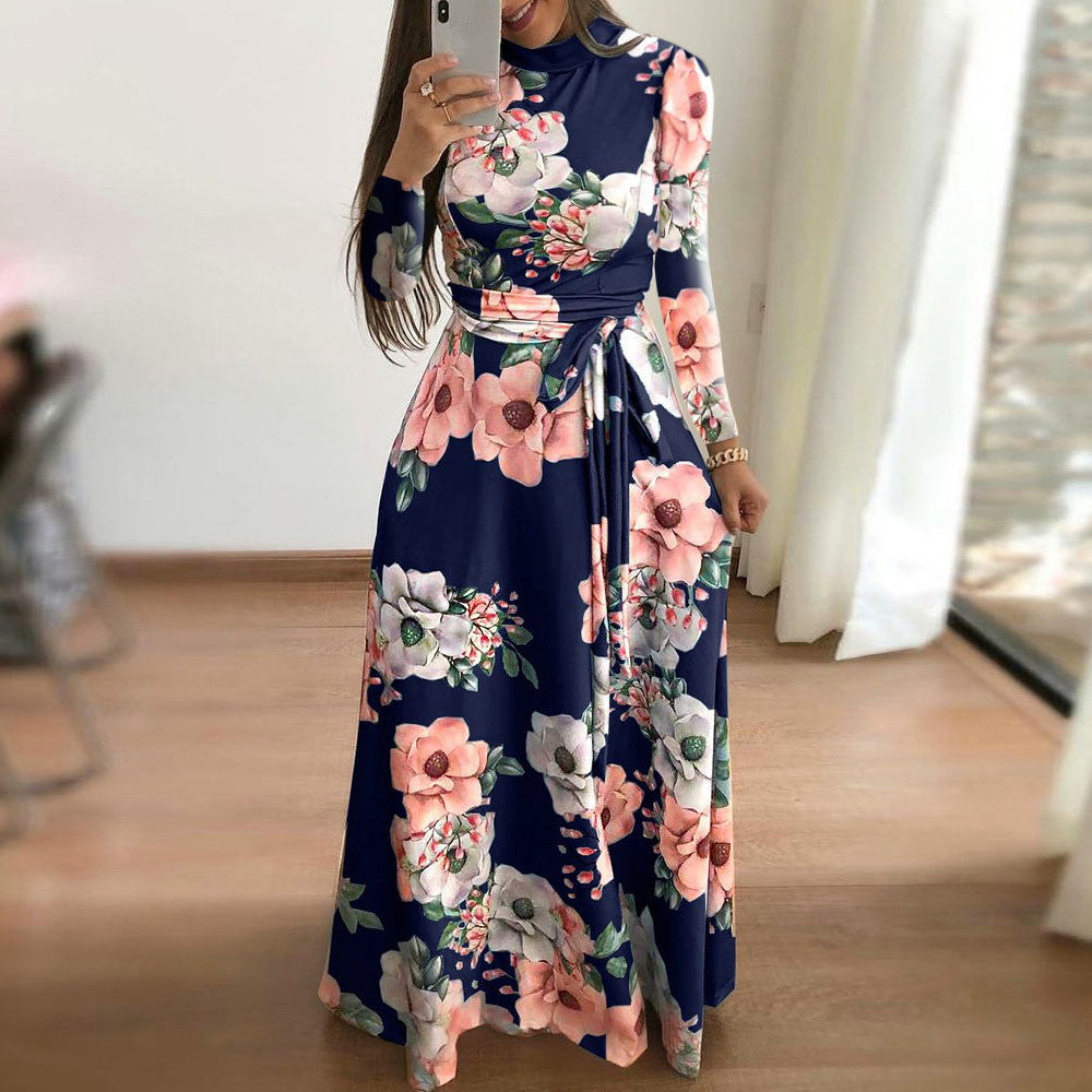 Women's Floral Print Short Sleeve Swing Dress