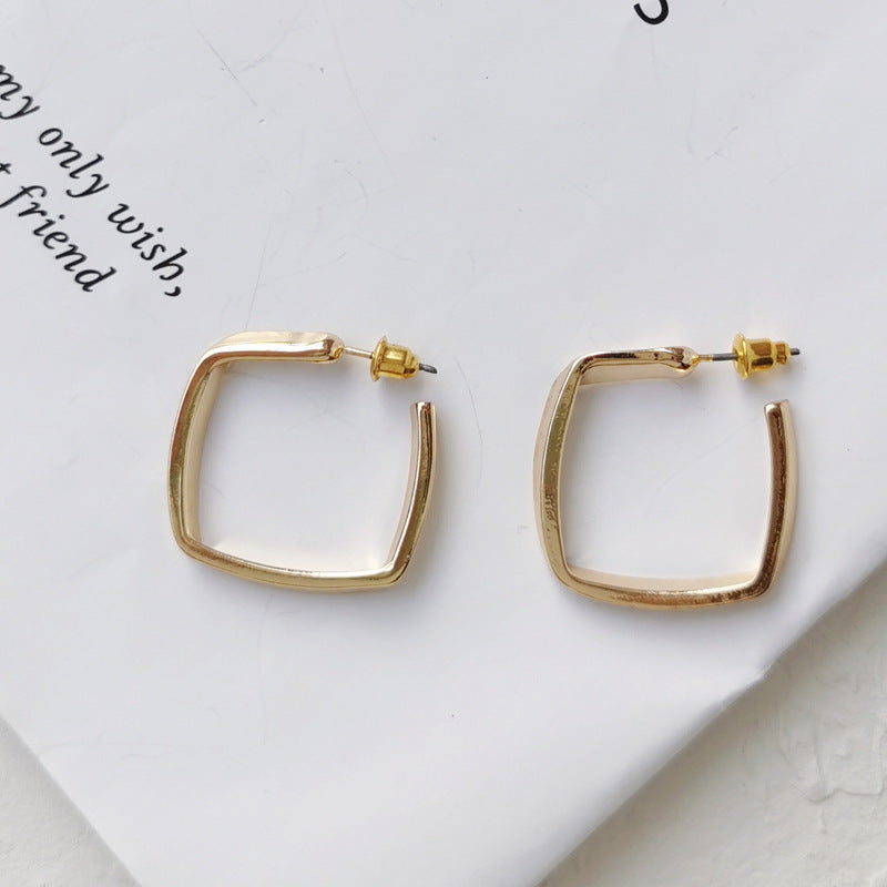 Geometric square stud earrings