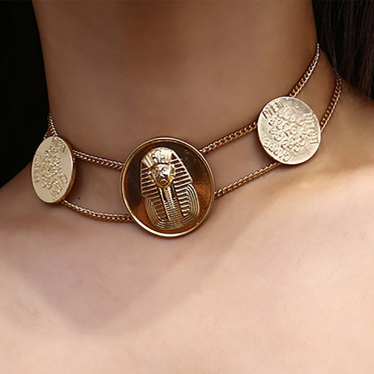 Embossed Geometric Necklace Sweater Necklace Women Totem Necklace