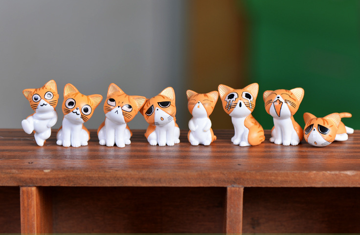 8pcs Miniature Cat Home Decor