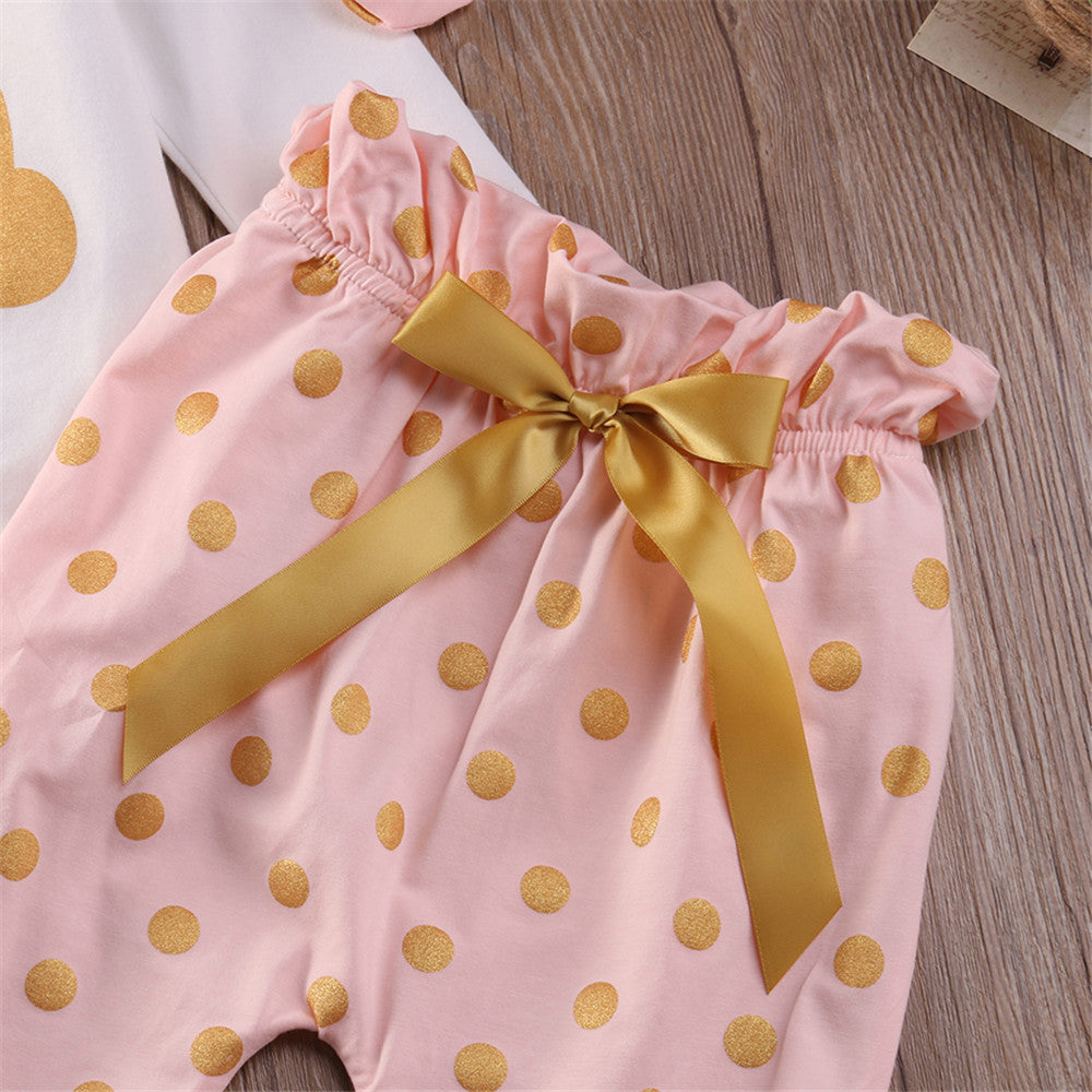 Baby Bunny Romper With Bowknot Lace Trousers Headband