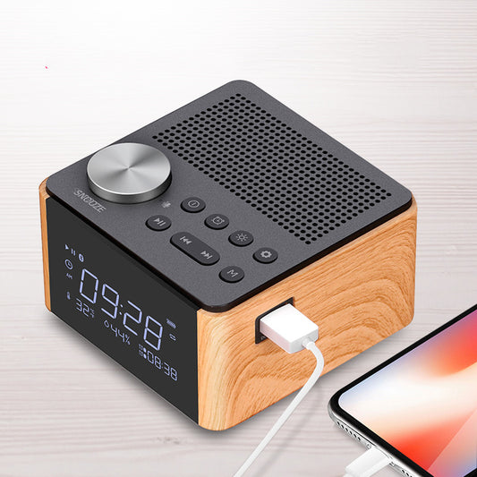 Plug-in Bluetooth Home Hotel Bedside Bedroom Alarm Clock Subwoofer Mini Speaker