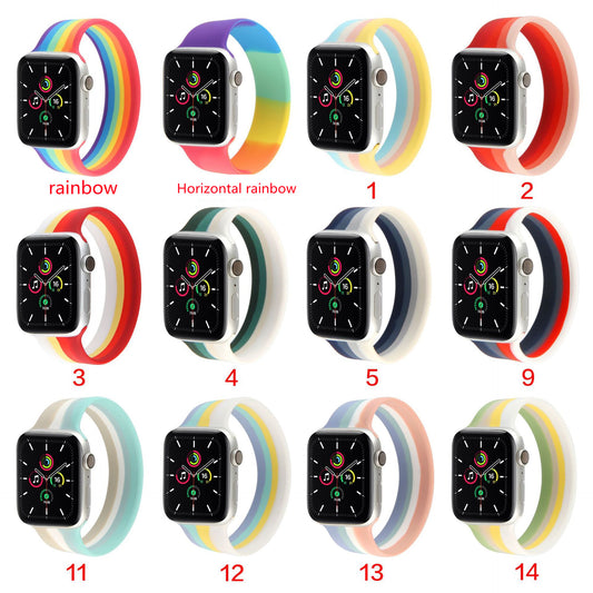 Compatible with Apple, Silicone strap for Apple Watch Band 38mm 40mm Rainbow color matching for iWatch serie SE 6 5 4 3 2 1 42mm 44mm Replace strap