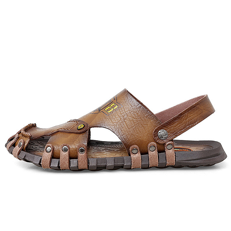 Baotou Sandals Men Casual Leather Sandals Men - 4KsApparels