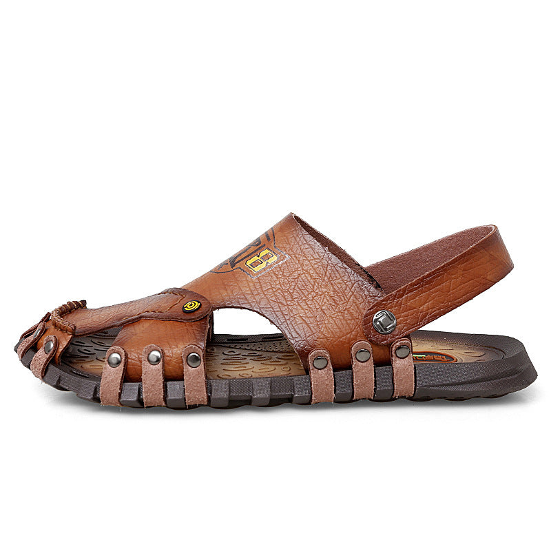 Baotou Sandals Men Casual Leather Sandals Men - 4KsApparels