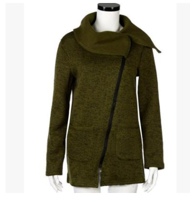 Europe And America Autumn And Winter Side Zipper Plus Velvet Sweater Female Wool Sweater Coat Female - 4KsApparels