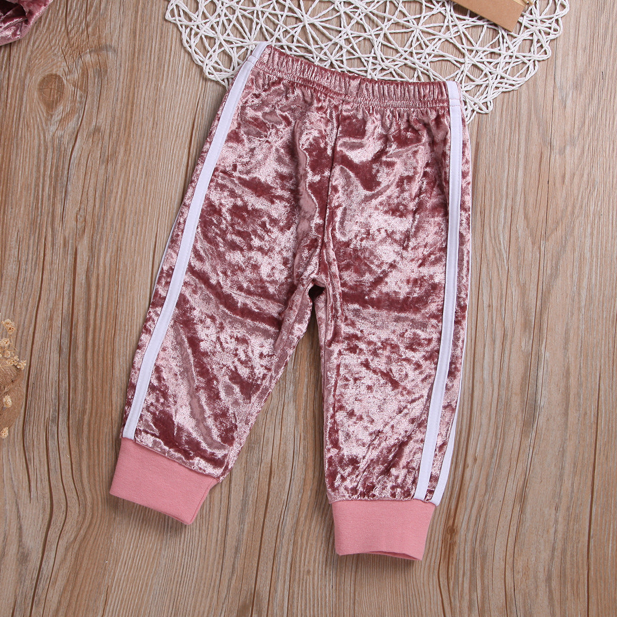 Breathable Clothes Set Cute Fashion O-Neck Long Sleeve Gold Velvet Sweatshirt Trousers Soft Outfits Baby Girls Tracksuit Sets