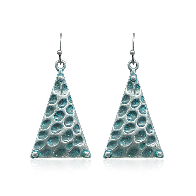 Triangle honeycomb pendant earrings