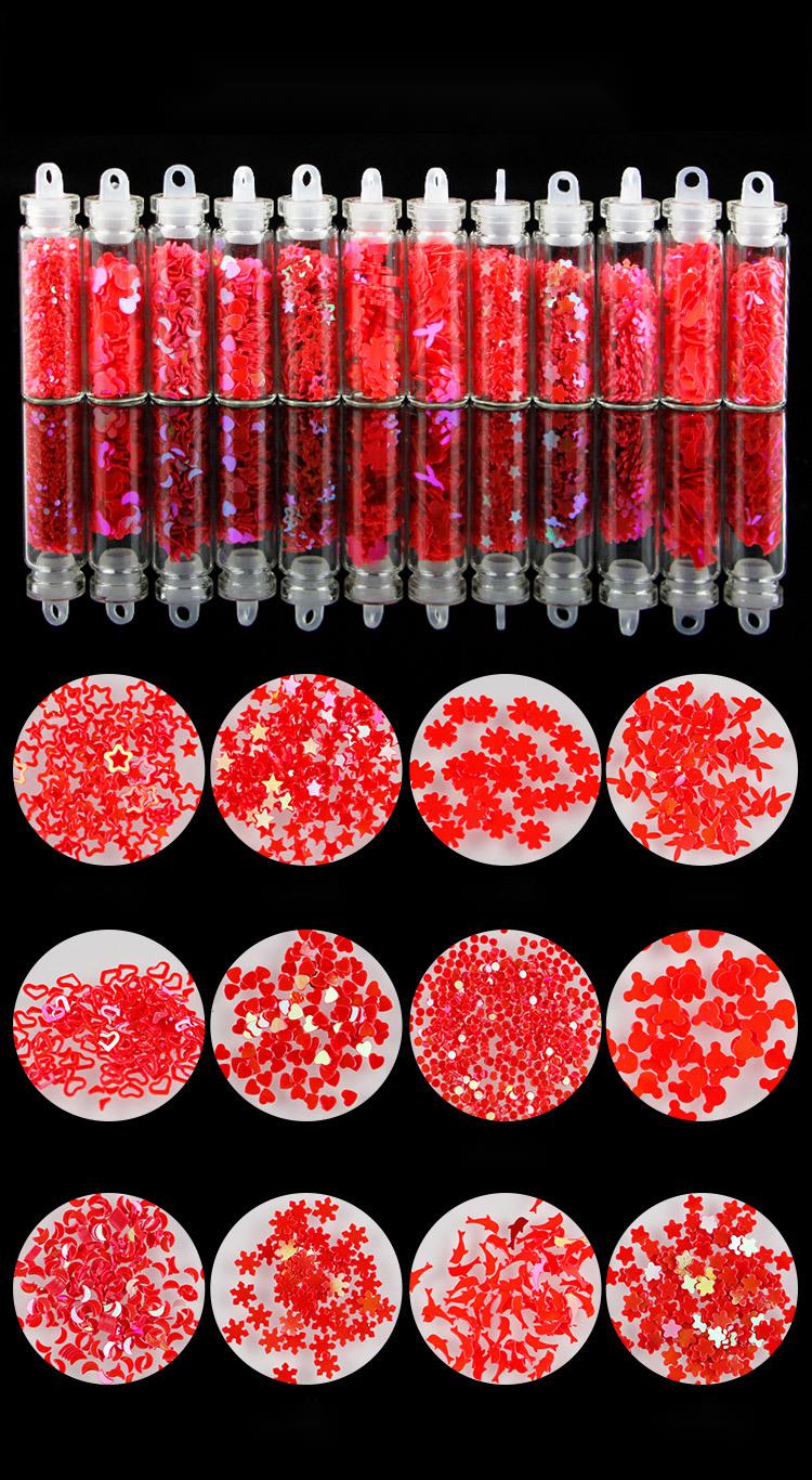 12 Glass Bottle Set Beauty Makeup Manicure Sequins