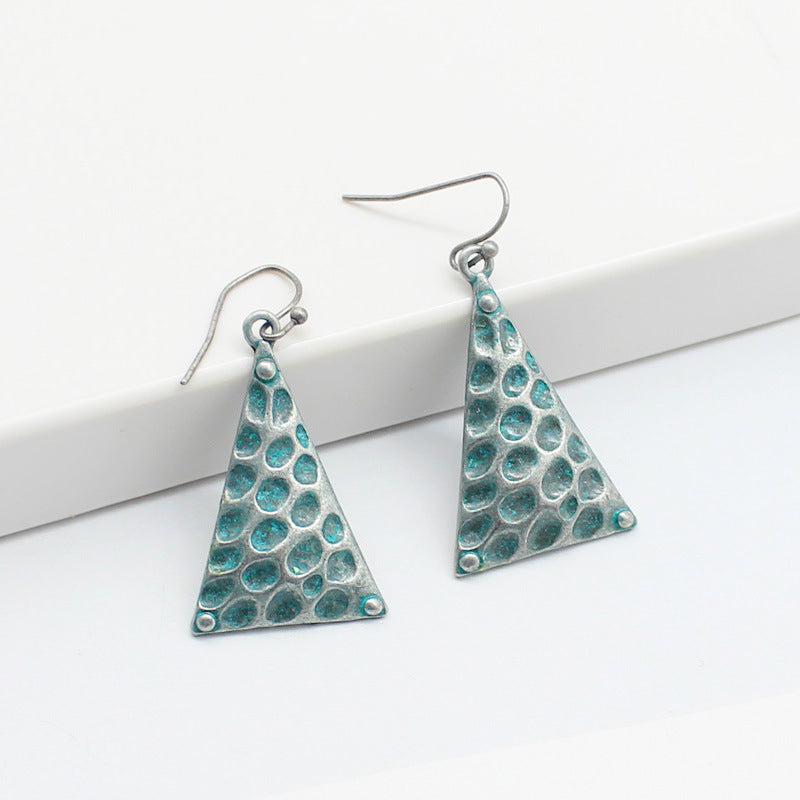 Triangle honeycomb pendant earrings