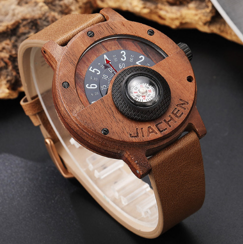 Multifunctional Compass Wood Watch Outdoor Sports Watch