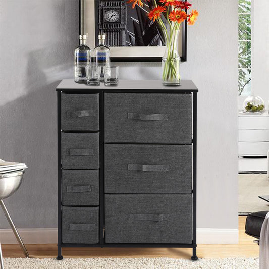 High Storage Tower With 7 Drawers - Fabric Dresser, Organizer Unit For Bedroom