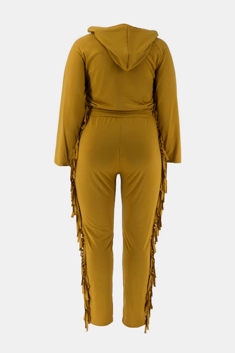 Plus Size Fringe Detail Hoodie and Sweatpants Set