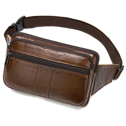 Leather Men's head leather waist bag