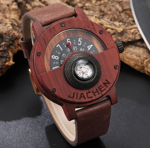 Multifunctional Compass Wood Watch Outdoor Sports Watch