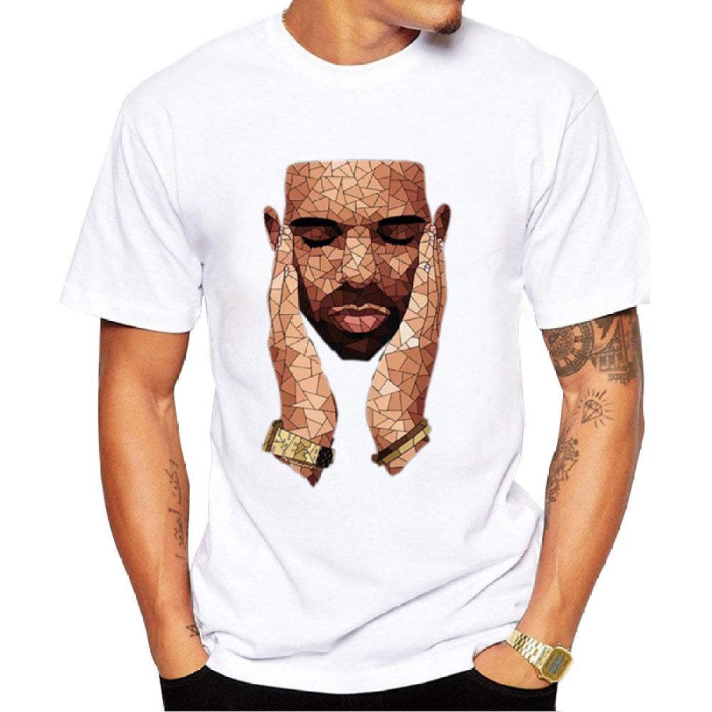 Print rap music singer short sleeve