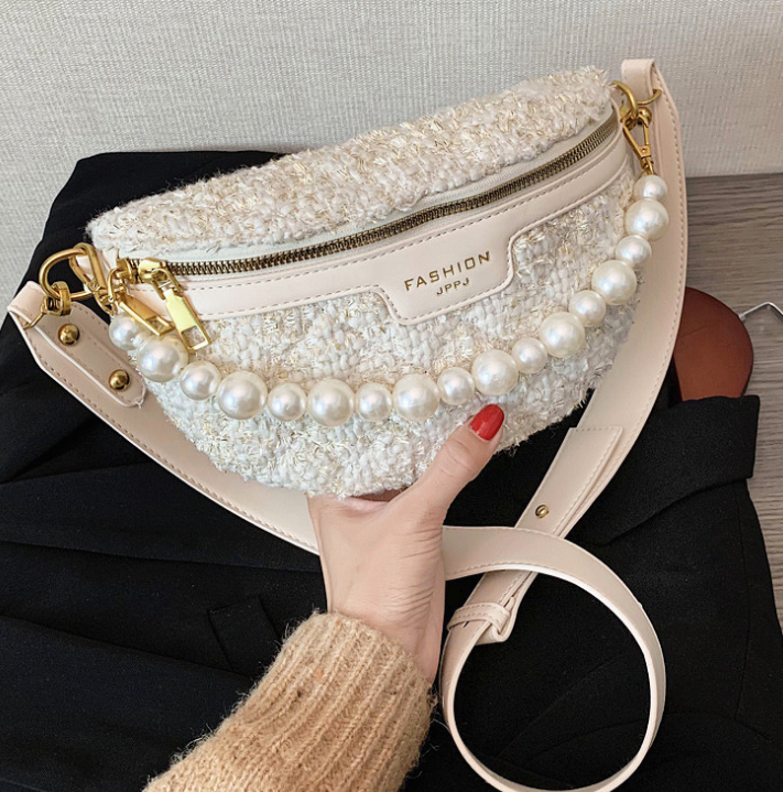 Korean Version Of The Small Bag Female 2020 New Trendy Messenger Wild Ins Woolen Cloth Jump Di Wild Chest Bag Girl Waist Bag Female