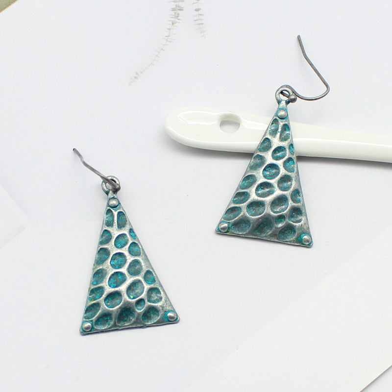 Triangle honeycomb pendant earrings