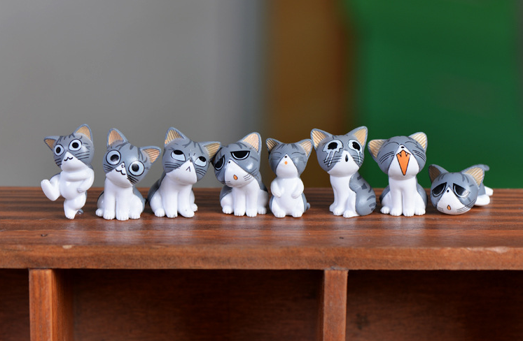 8pcs Miniature Cat Home Decor