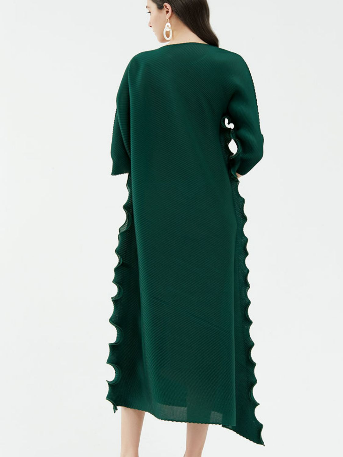 Accordion Pleated Gathered Detail Midi Dress