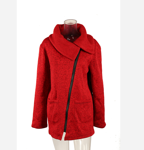 Europe And America Autumn And Winter Side Zipper Plus Velvet Sweater Female Wool Sweater Coat Female - 4KsApparels